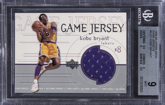 1999-00 Upper Deck "Game Jersey" #GJ21 Kobe Bryant Jersey Card - BGS MINT 9